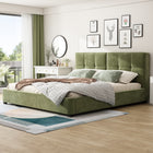 Olive Green King Velvet Upholstered Bed Frame