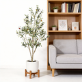 5′ Artificial Olive Tree in Black Pot – Green Leaves