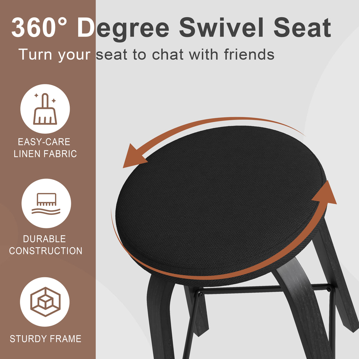 30" Black Swivel Bar Stools – Set of 2