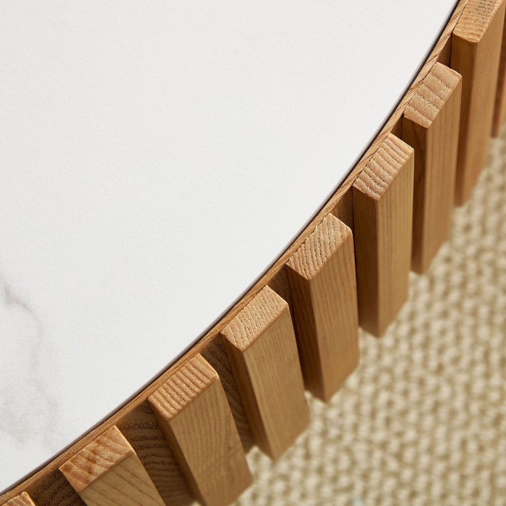 Nesting Sintered Stone Drum Coffee Tables – Oak