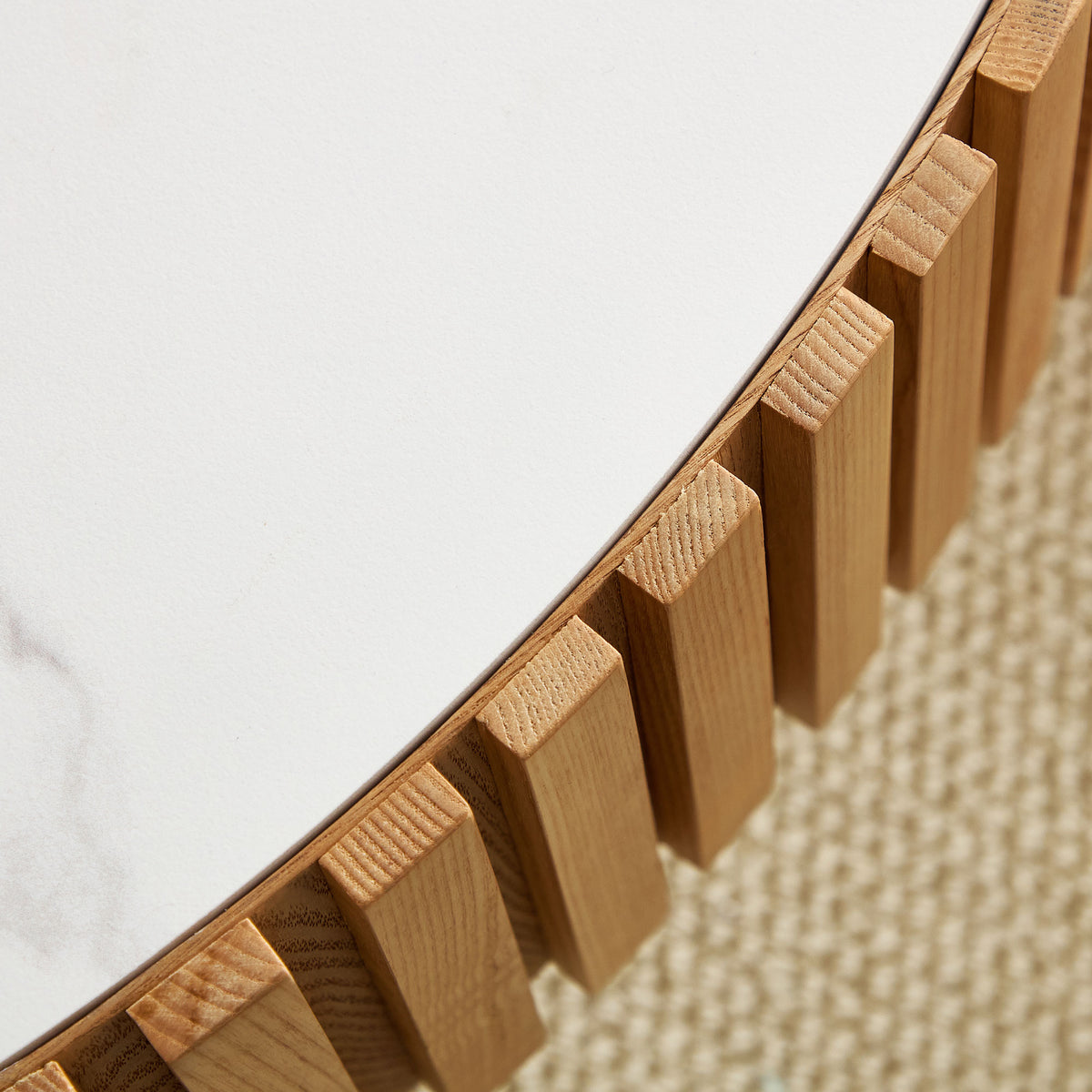 Nesting Sintered Stone Drum Coffee Tables – Oak