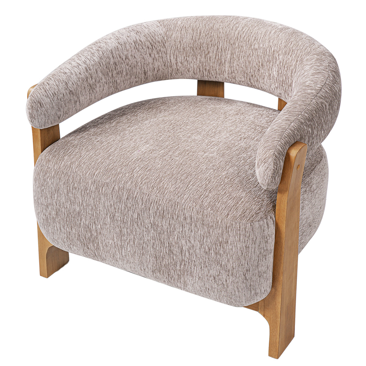 28.7" Mid-Century Bouclé Barrel Chair