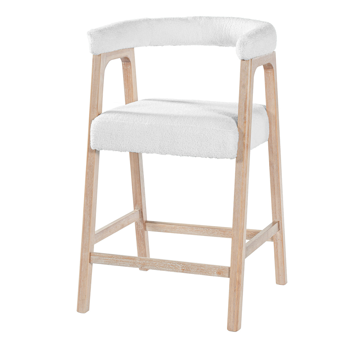 Set of 2 Upholstered Counter Stools – Natural, 26″ Seat Height