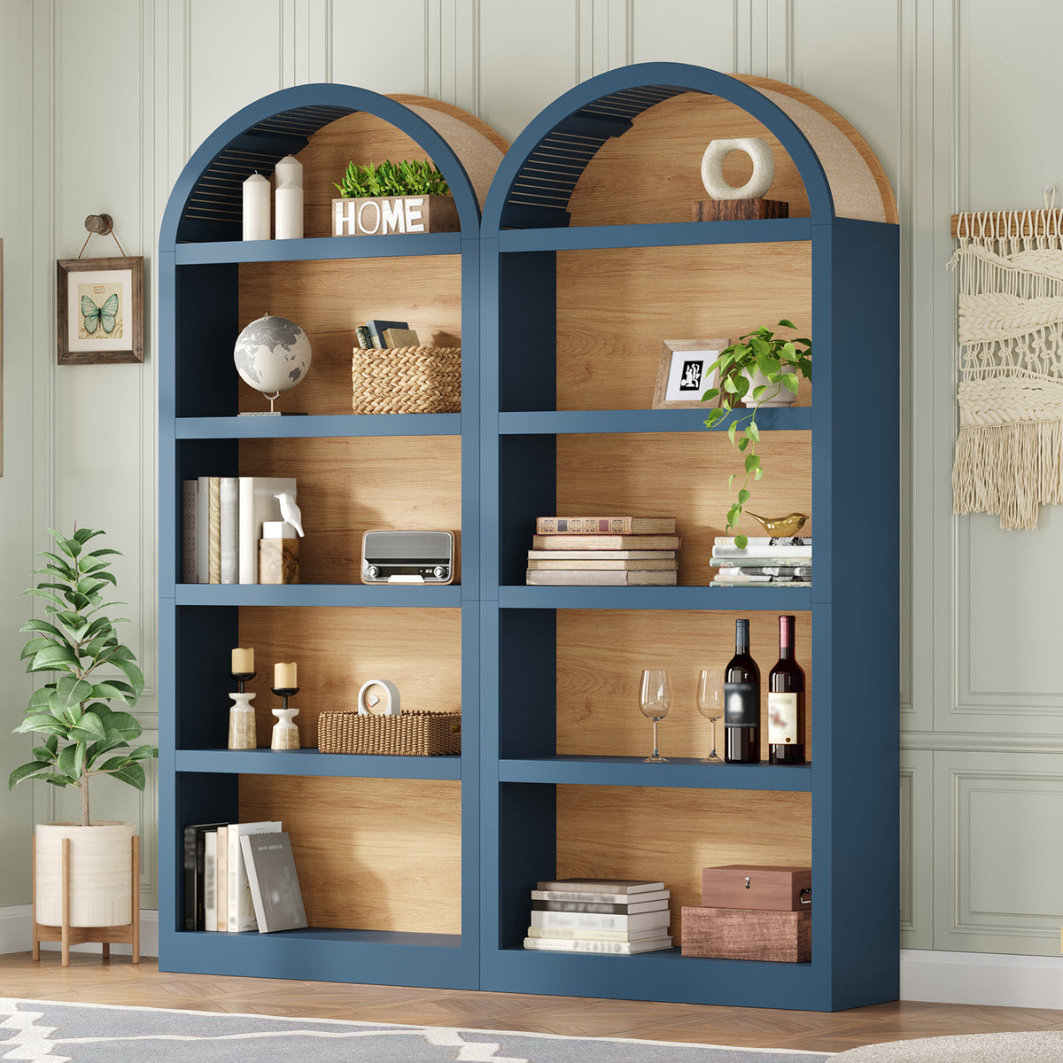 Arched 5-Tier Bookshelves – Set of 2