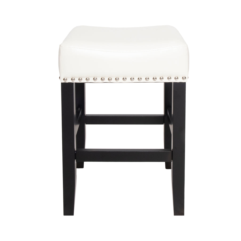 26" Ivory Leather Counter Stools – Set of 2