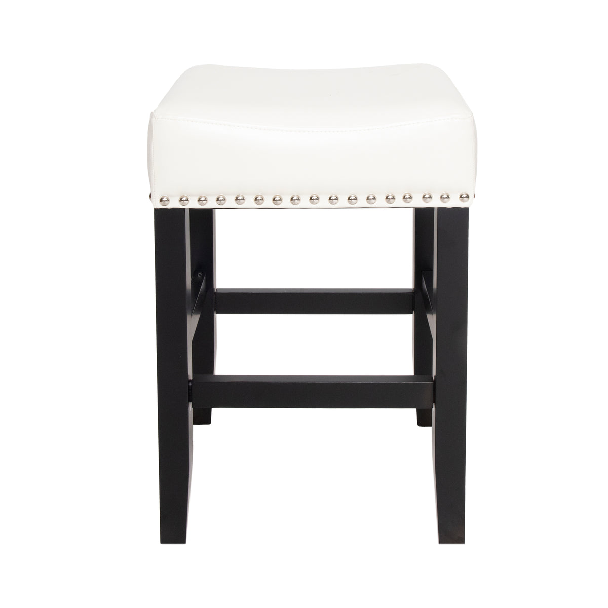 26" Ivory Leather Counter Stools – Set of 2
