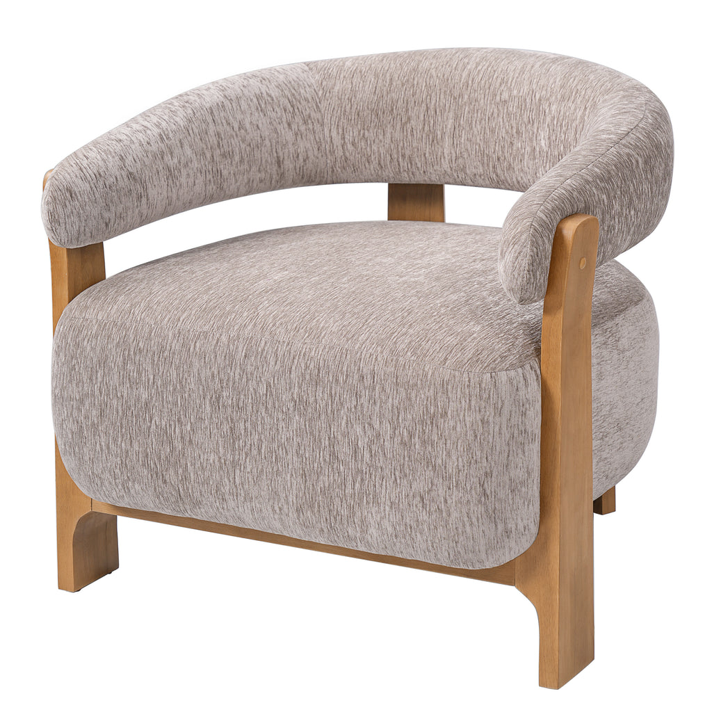 28.7" Mid-Century Bouclé Barrel Chair