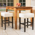 26" Ivory Leather Counter Stools – Set of 2