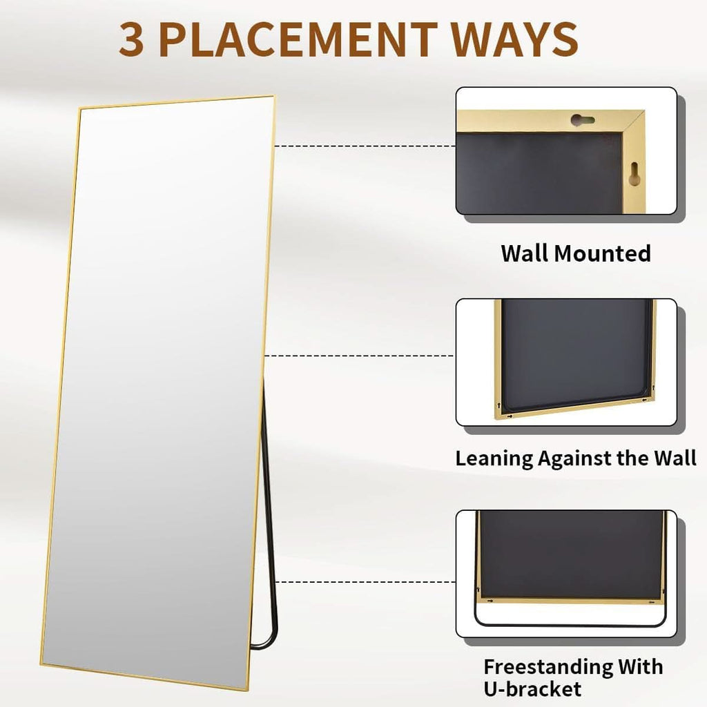 Gold Floor Mirror 21x57 Inch Full Length With Stand-4