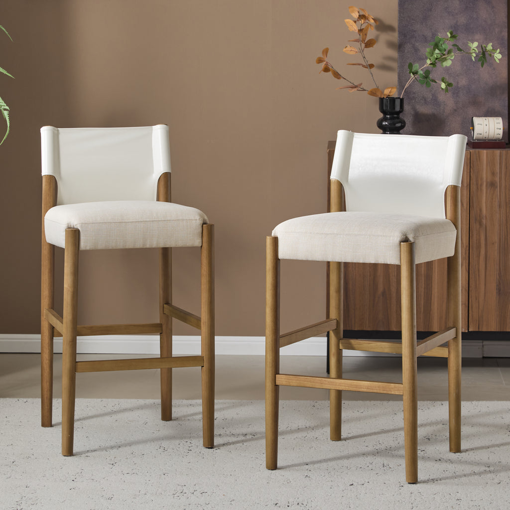 28.5" Solid Wood Bar Stools – Set of 2