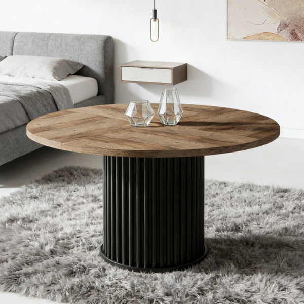 47" Fluted Round Black Dining Table
