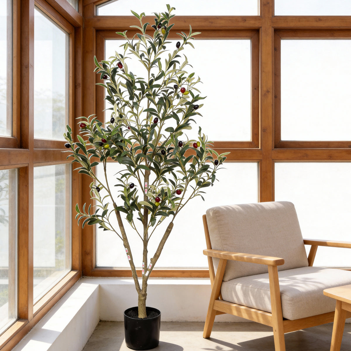 5′ Artificial Olive Tree in Black Pot