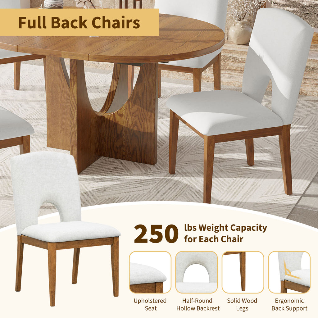 5-Piece Extendable Walnut Round Dining Set