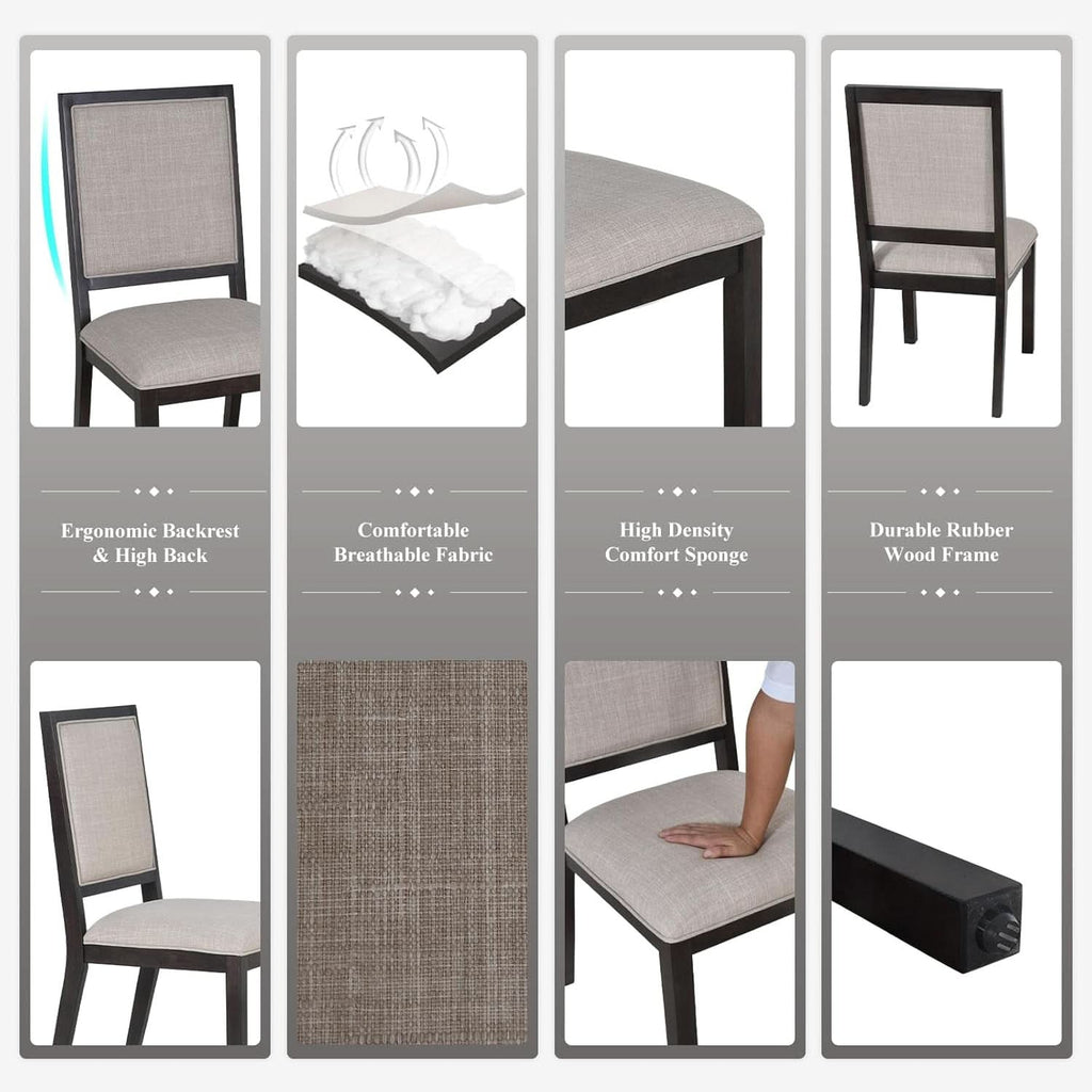 Espresso Upholstered Solid Wood Dining Chairs 19Inch-3