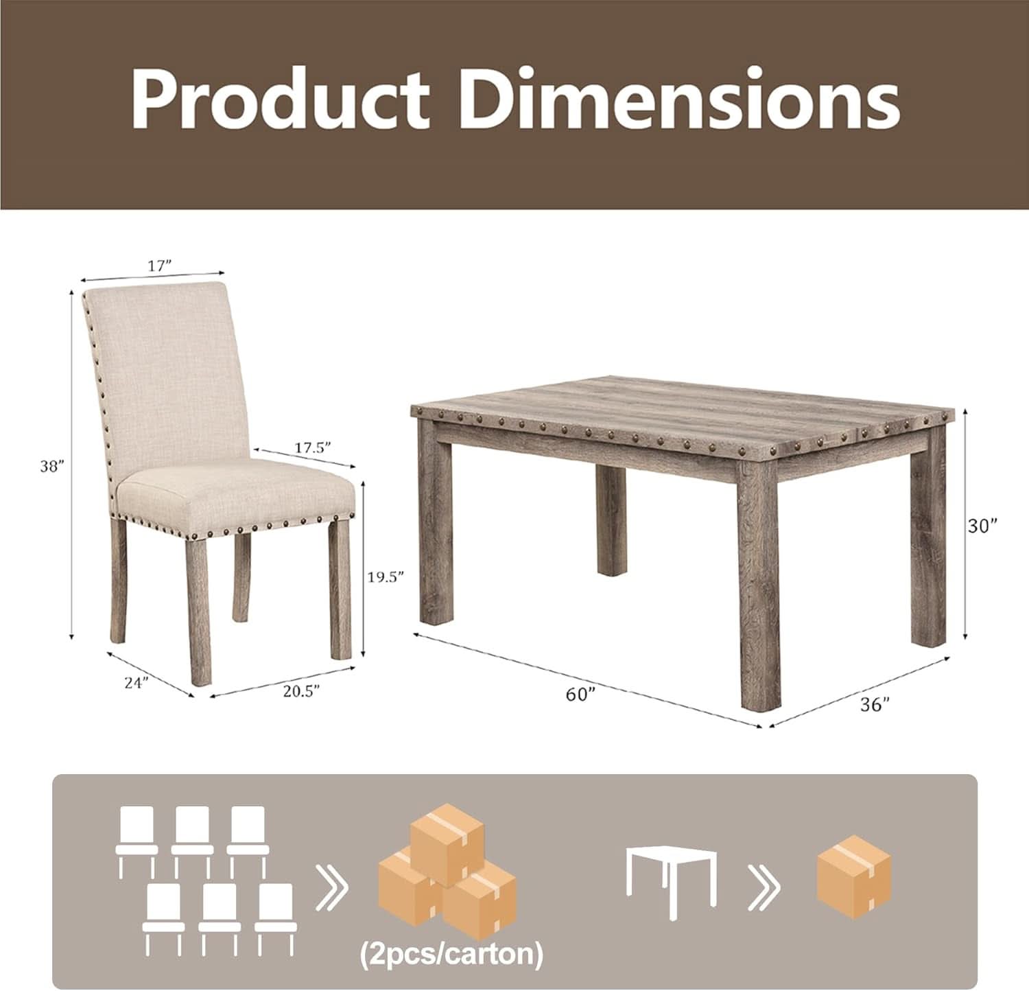 Rustic Dining Table Set Six NailheadAccents Chairs-1