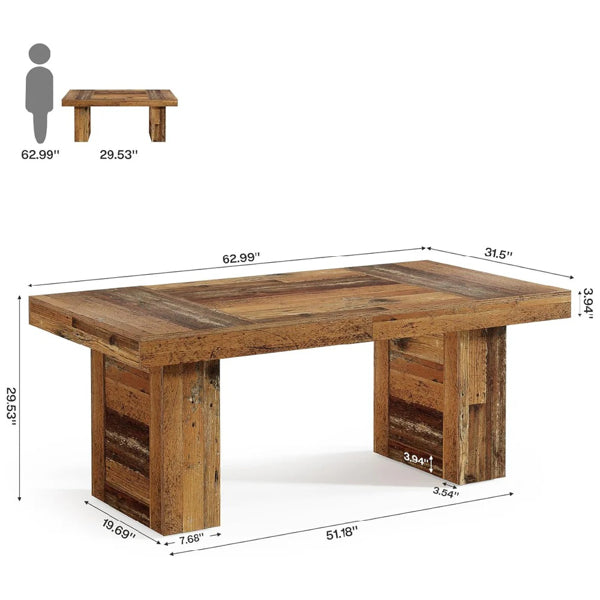 Rustic Wood-Grain Dining Table