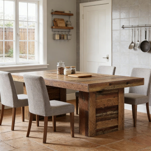 Rustic Wood-Grain Dining Table