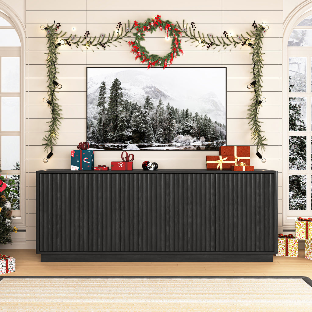 63" Black 4-Door Sideboard Buffet Cabinet