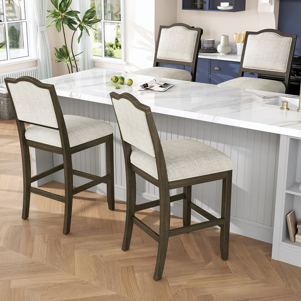Set of 2 Rustic Wood Counter Stools – Brown