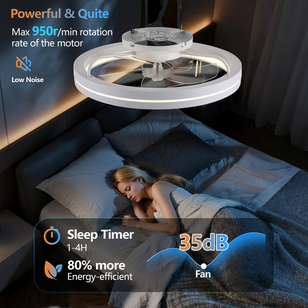 19" Smart RGB LED Low-Profile Ceiling Fan