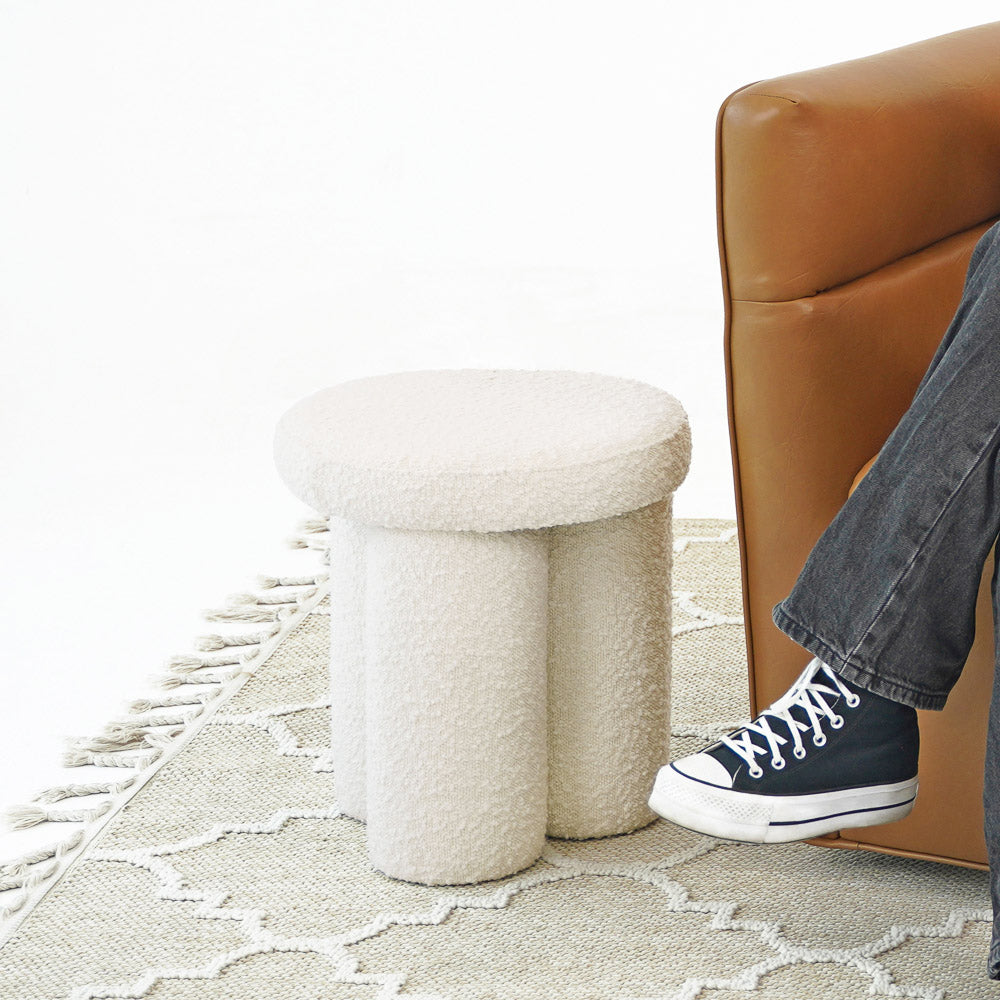Wesley Ivory Bouclé Stool