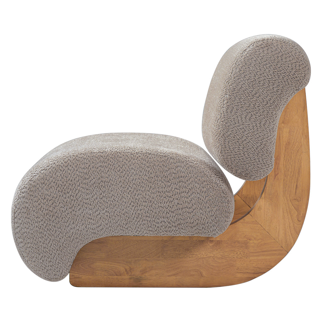 28" Curved Bouclé Accent Chair