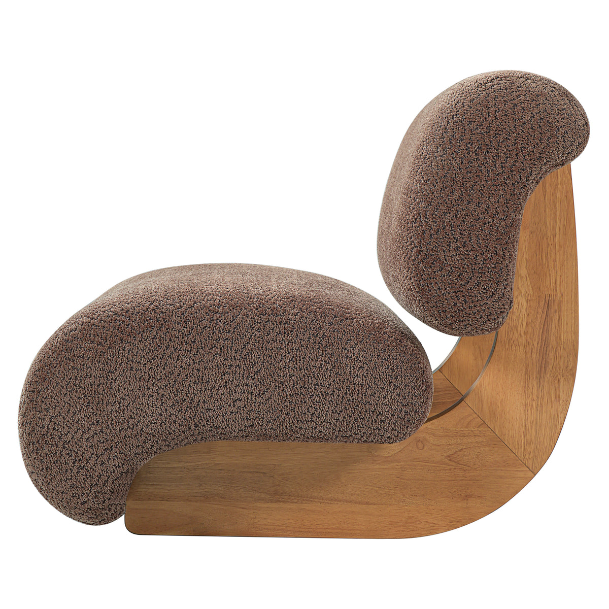 28" Curved Bouclé Accent Chair – Natural