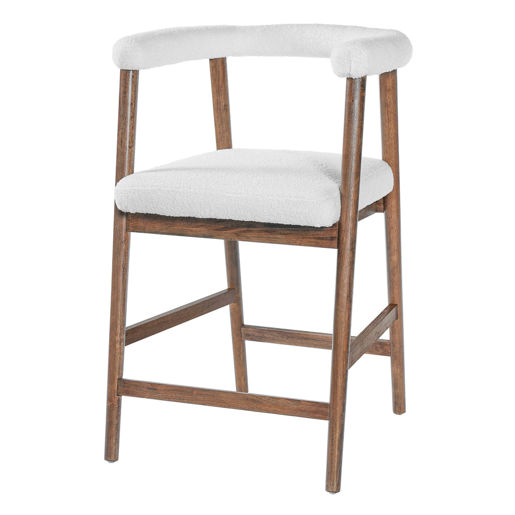 Set of 2 Upholstered Counter Stools – Walnut, 24.5″ Seat Height