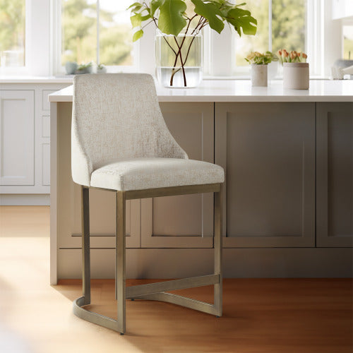 26" Upholstered Counter Stool with Metal Base