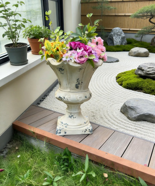 Tall Magnesium Oxide Garden Planter – Antique White – Antique White