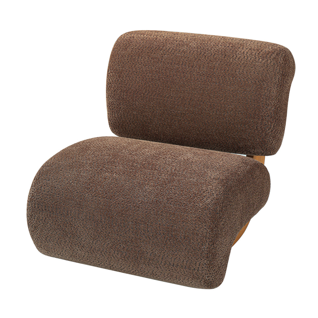 28" Curved Bouclé Accent Chair – Natural