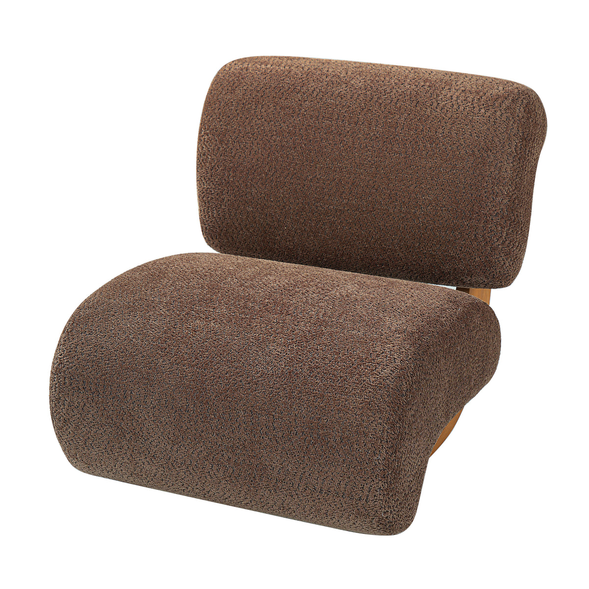 28" Curved Bouclé Accent Chair – Natural