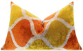 Handmade Fall Silk Velvet Throw Pillow - 16x24, Orange and Yellow Geometric Design with Down Feather Insert-0