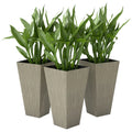 Set of 3 Tall Tapered Planters – Gray, 28″ – Gray