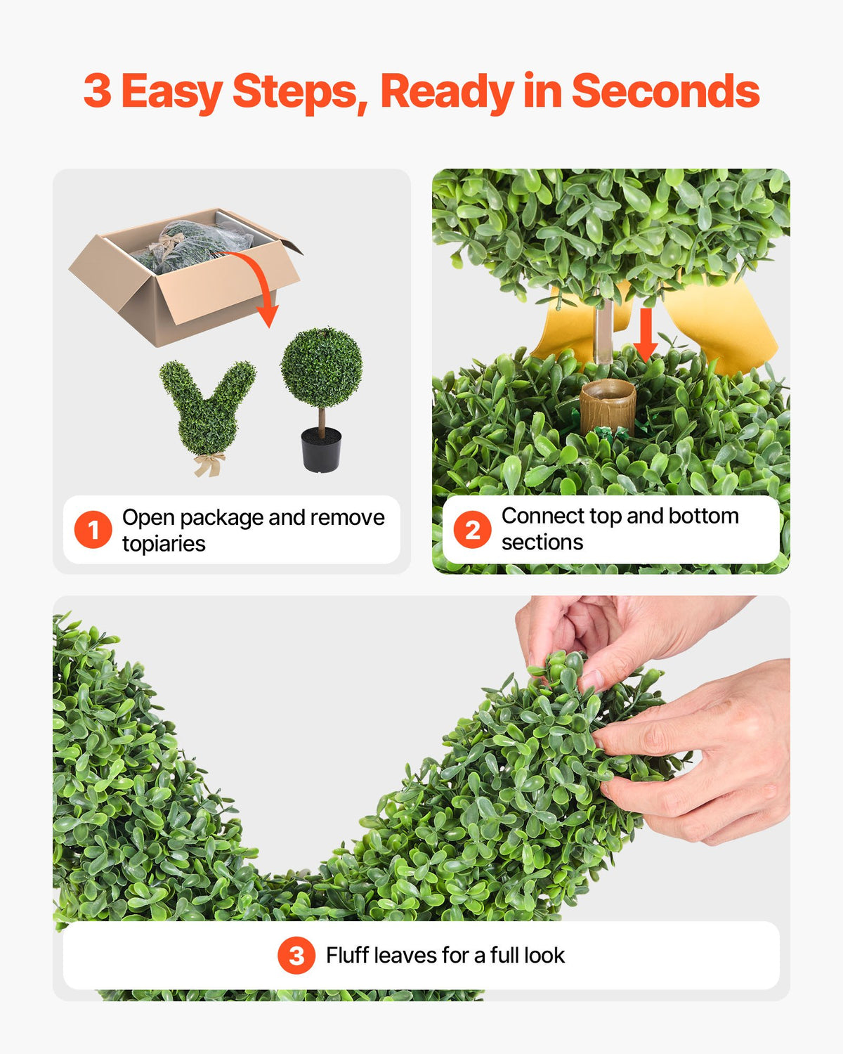 Set of 2 Bunny-Shaped Artificial Boxwood Topiaries – 36″