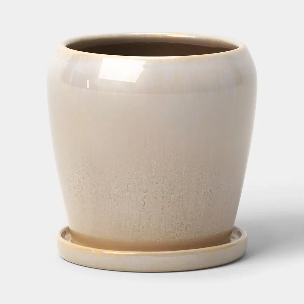 Ceramic Planter with Reactive Glaze – Off White, 8″