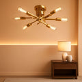 Gold Sputnik Chandelier Semi Flush Mount Ceiling Light-0