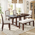 6-Piece Extendable Dining Set with Bench – Cherry – Cherry