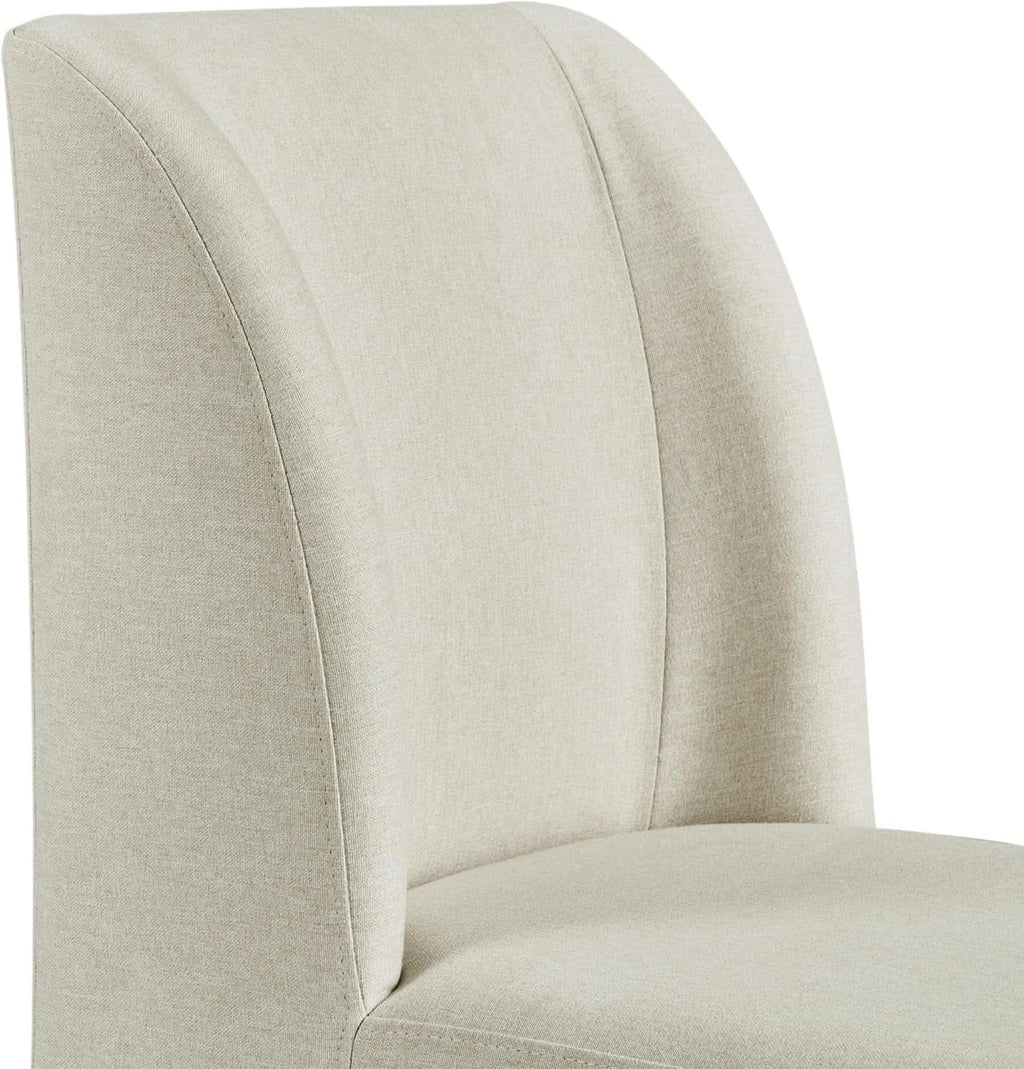 Beige Upholstered Dining Chairs Mid Back With Metal Legs 2-4