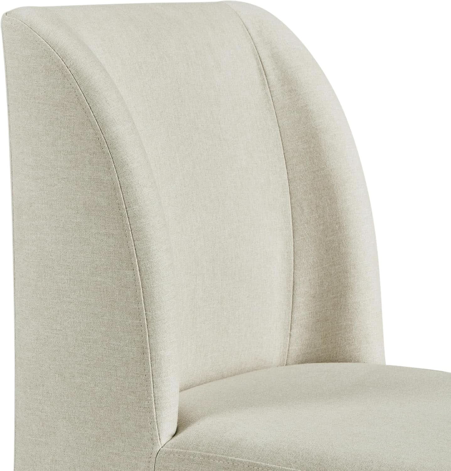 Beige Upholstered Dining Chairs Mid Back With Metal Legs 2-4