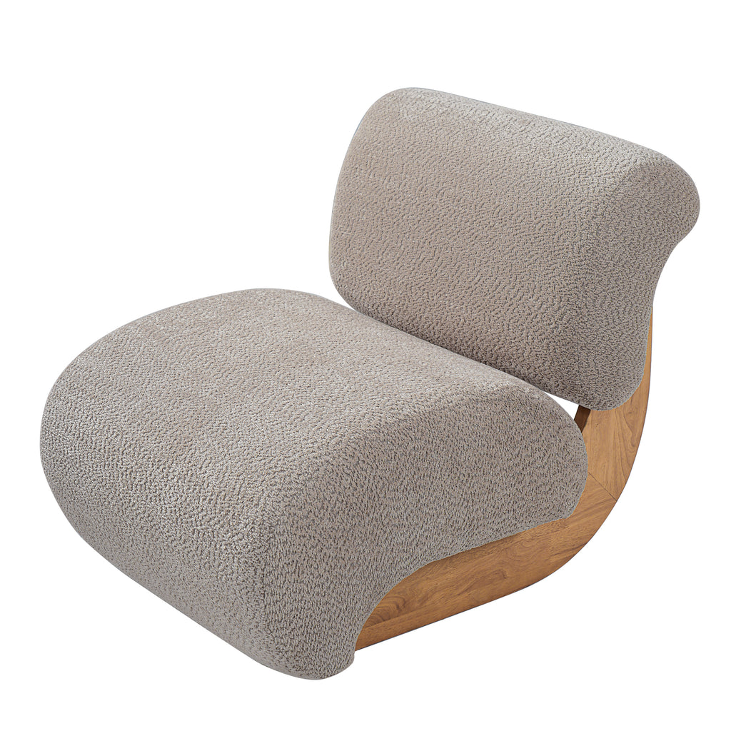 28" Curved Bouclé Accent Chair