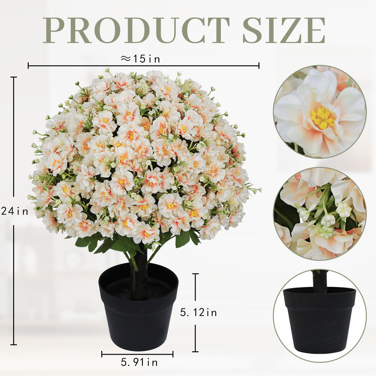 Set of 2 Faux Snow Lotus Potted Plants – Peach Pink