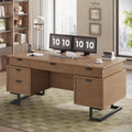 63 Inch Executive Desk With Integrated Charging Station-0