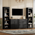 3-Piece Farmhouse Entertainment Center – Black – Black
