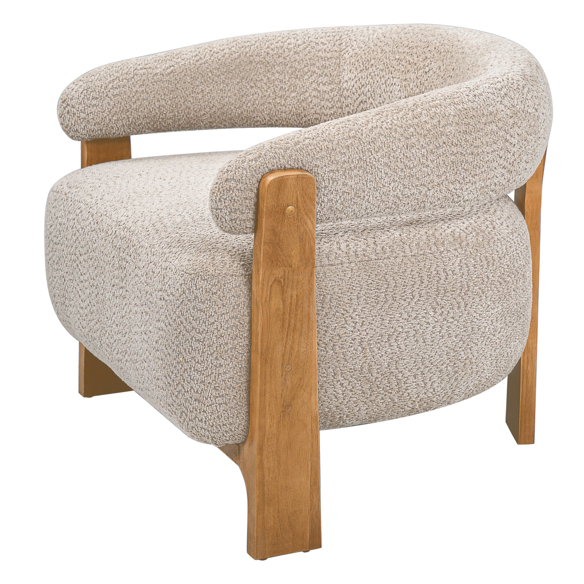 28.7" Taupe Bouclé Barrel Chair