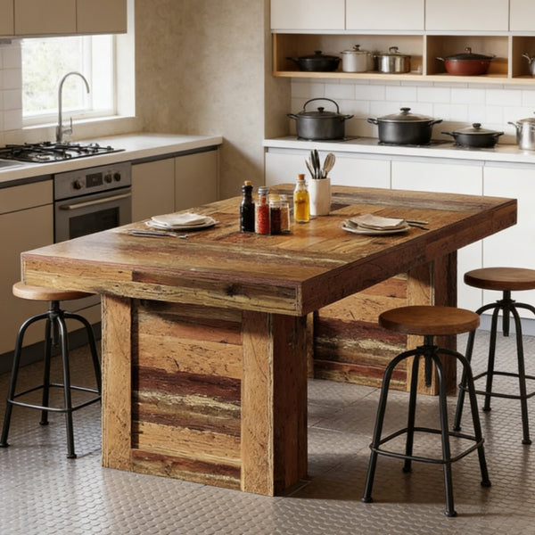 Rustic Wood-Grain Dining Table