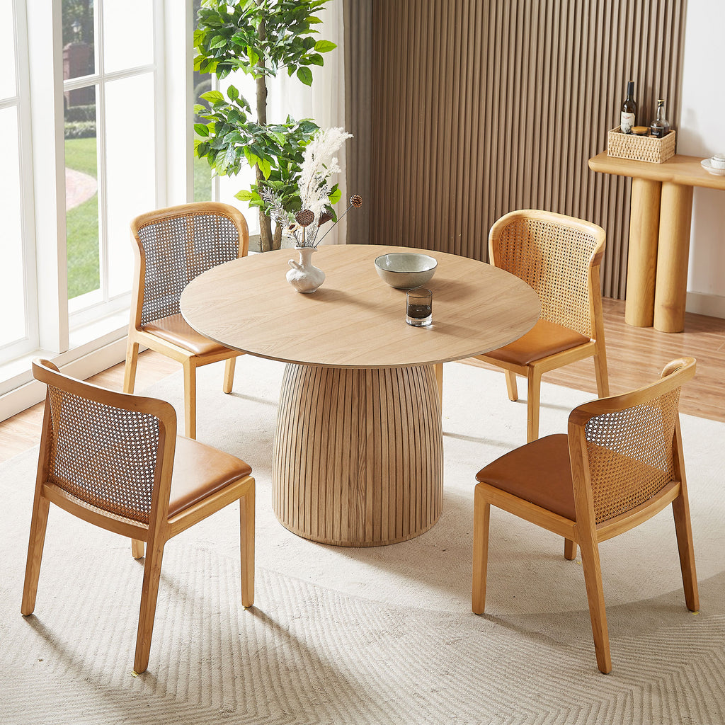 47" Modern Oak Round Dining Table