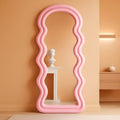 63Inch Full Length Pink Flannel Wrapped Floor Mirror-0