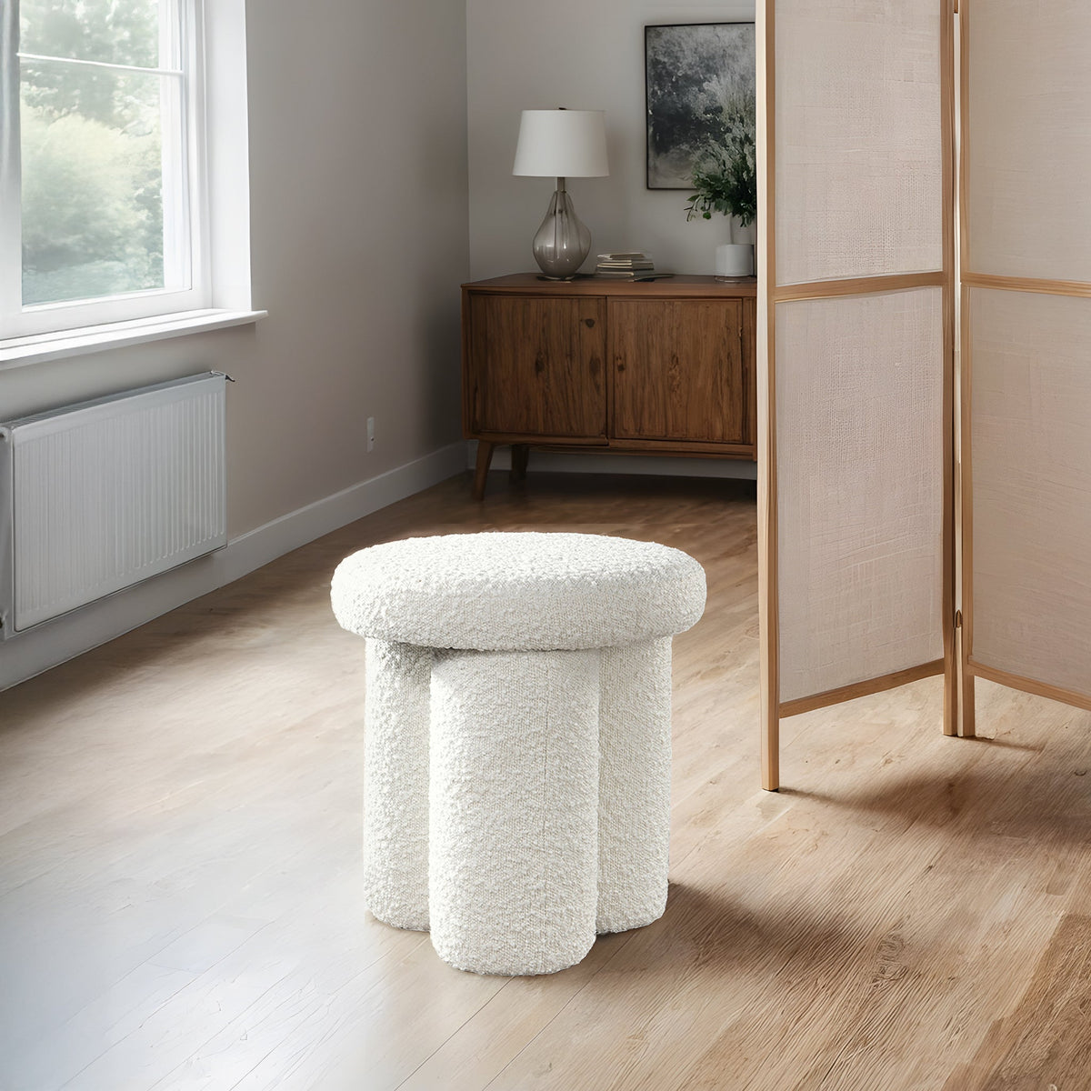 Wesley Ivory Bouclé Stool