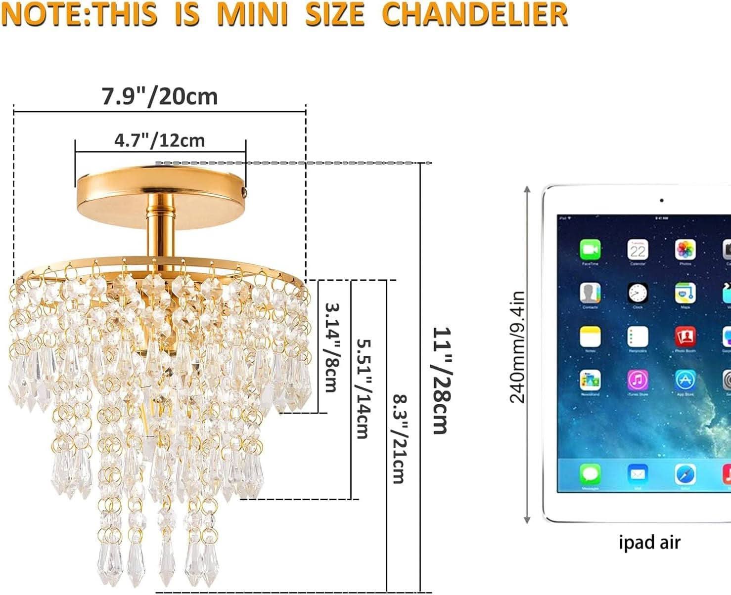 Gold Mini Crystal Chandelier 3-Tier Raindrops Light-1